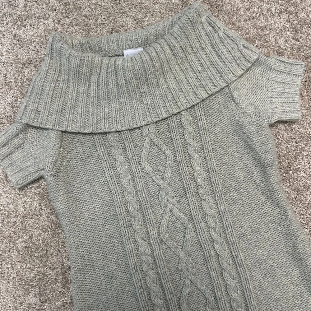 Columbia Wool Blend Gray Cable Knit Off Shoulder Cowl Neck Sweater Women Large